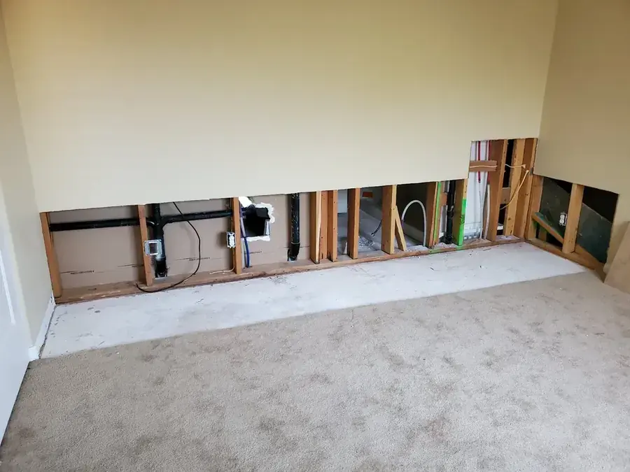 Flooring pulled up over a slab leak in a Peoria, AZ home